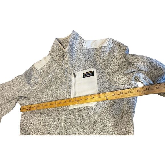 L.L.Bean Sweater Fleece Full-Zip Overlay Jacket Women's large Heather Gray Logo - Picture 4 of 6